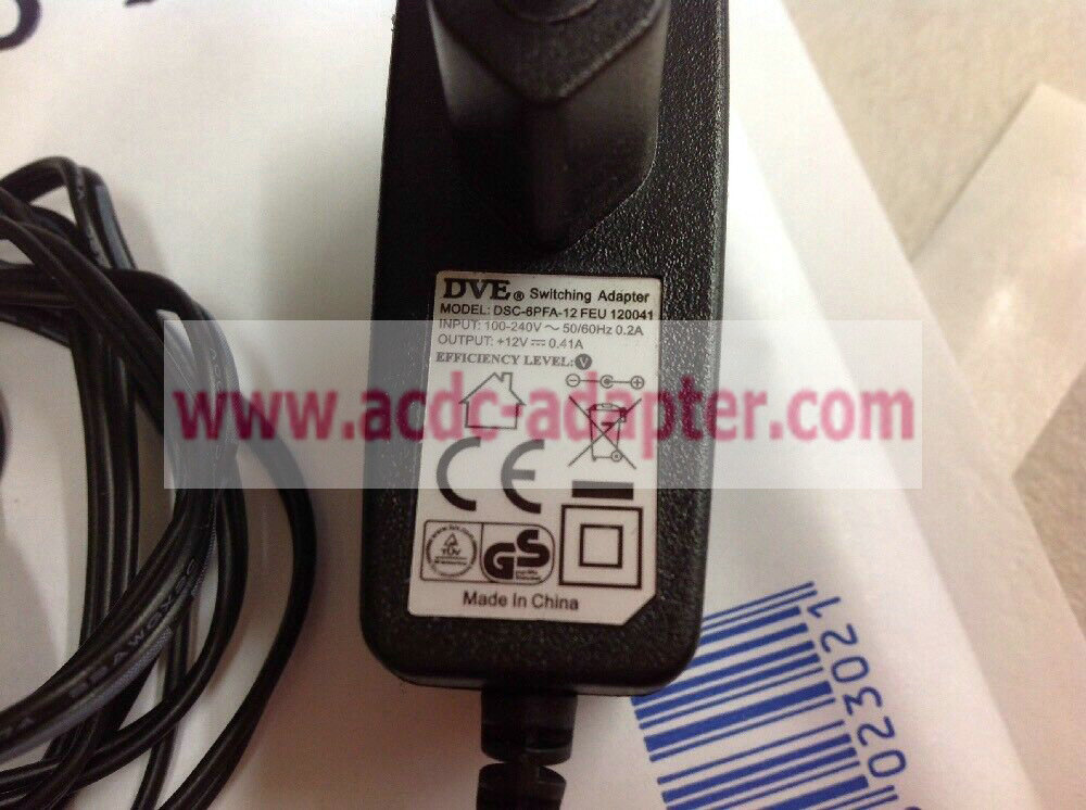 New DVE SWITCHING ADAPTOR DSC-6PFA-12 FEU 120041 Power Supply 12V 0.41A EU plug New DVE SWITCHING ADAPTOR DSC-6PFA-12 FEU 120041 Power Supply 12V 0.41A EU plug